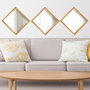 Wallity Set de 3 Espejos de Cristal Oro y Plata 24 x 24 cm